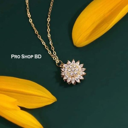 Gold plated Rotating Flower locket chain