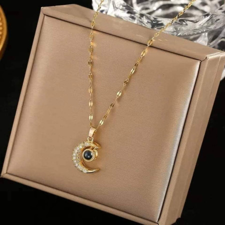 Moon Locket Pendant Chain