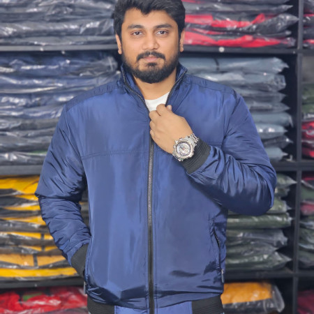 Solid Saskin Jacket for Men ( Navy Blue Color)