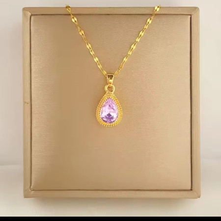 Purple Water Drop Locket Chain