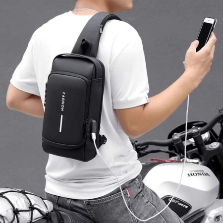 USB charging port sling Anti-theft shoulder bag