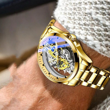 POEDAGAR LUXURY Quartz Skeleton Watch