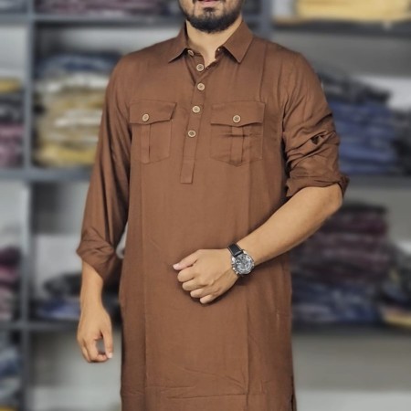 Viscose Cotton Kabli Set (চকলেট  color)