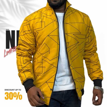winter padding jacket Yellow Black strip