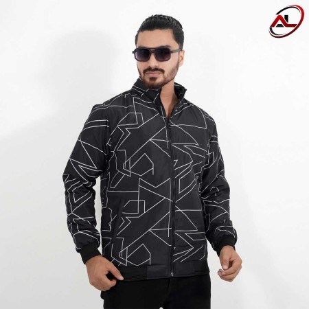 winter padding jacket Black White strip