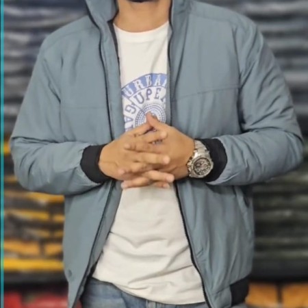 Solid Saskin Jacket for Men ( Ash-Grey Color)