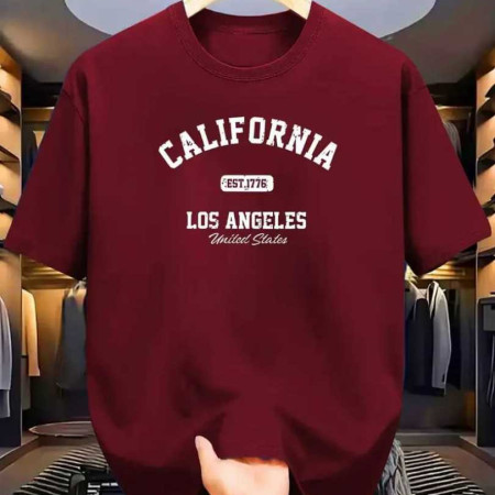 Premium Drop Shoulder T-Shirt (California Maroon)