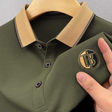 Premium Cotton Half Sleeve Polo Shirt (B logo Olive)