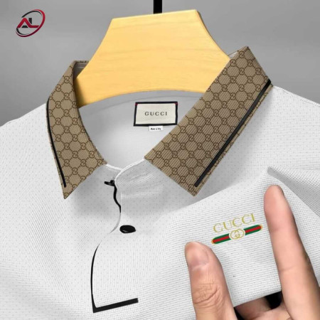 Premium Cotton Half Sleeve Polo Shirt (Gucci white)