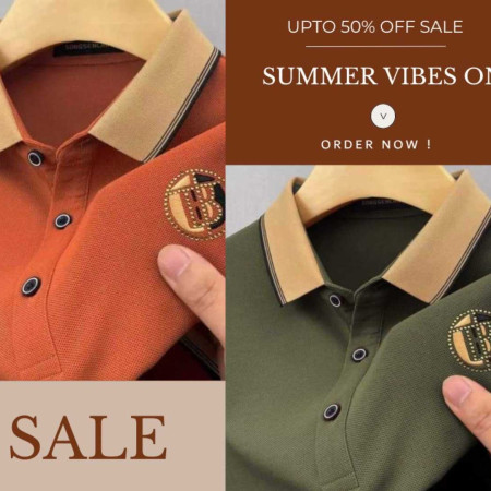 2 Pcs Combo Premium Cotton Half Sleeve Polo Shirt ( B logo Copper+Olive)