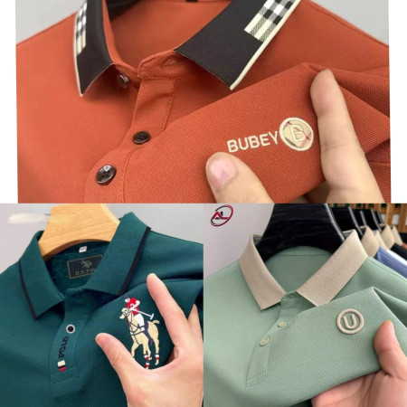 3 Pcs Combo Premium Cotton Half Sleeve Polo Shirt (Bubey Copper+US Green+U Angur)