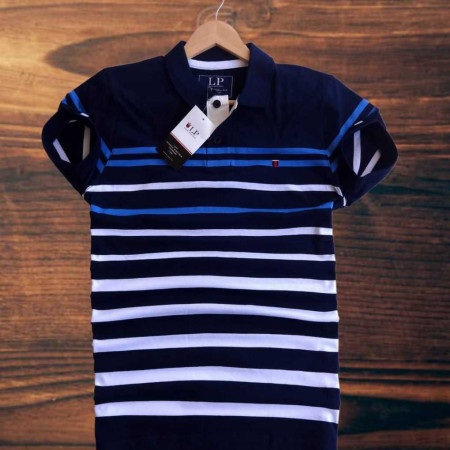 Cotton Polo Shirt (11 Striped Blue)