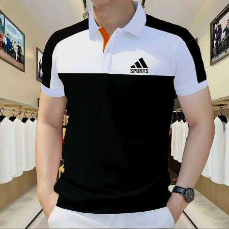 Cotton Polo Shirt (Sports Black White)