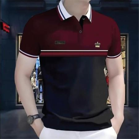 Cotton Polo Shirt ( Poulet Maroon & Black)