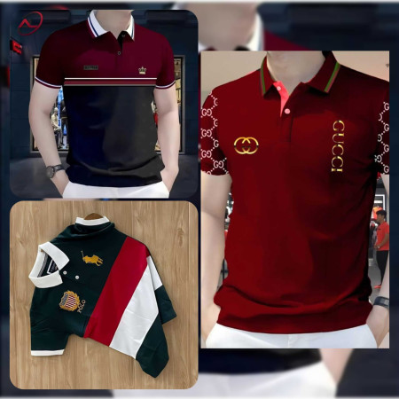 ৩ পিস কম্বো অফার ১০৫০ টাঁকা (Poluit Marron Blk+Polo Black Red White+G new Maroon)