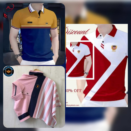 ৩ পিস কম্বো অফার ১০৫০ টাঁকা (Poluit Yellow +pink strips+Cross Red)