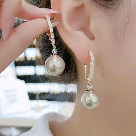 Golden Pearl Hoop Earrings -140