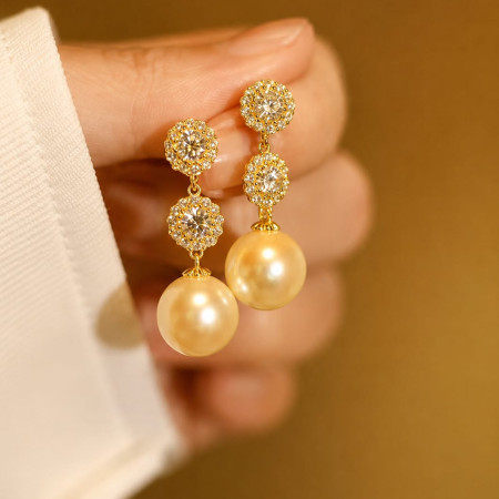 Dimond cut with Pearl Earrings-111