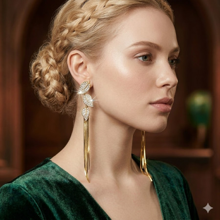 Long Tassel pata Zircon Party Earring-116