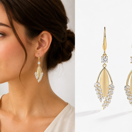 Zircon Pearl Drop Earrings-132