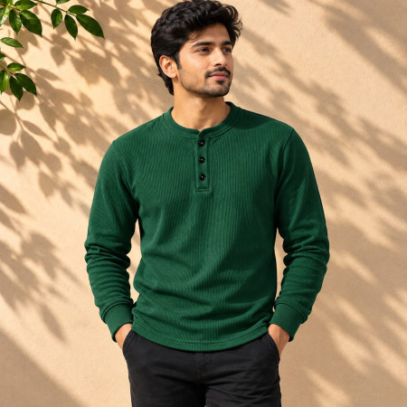 Ribbed Henly Sweatshirt (Green color)