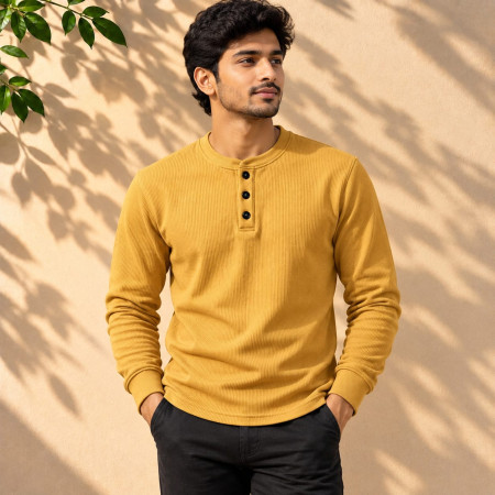 Ribbed Henly Sweatshirt (Yellow color)