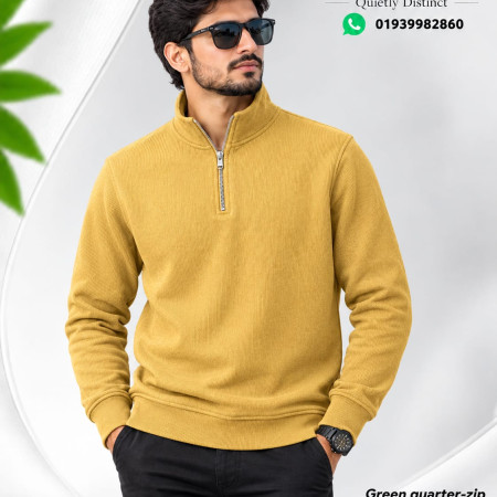 Zipper High Neak Sweater (Yellow Color)