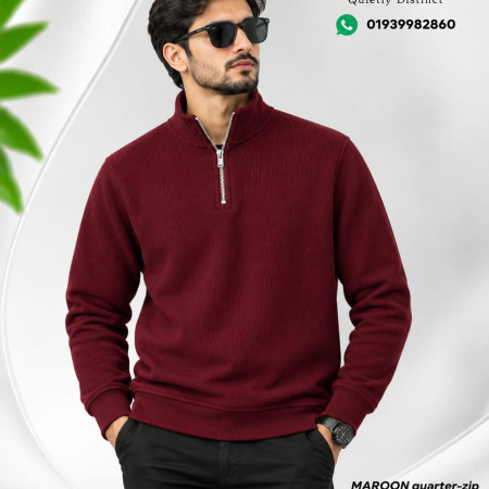 Zipper High Neak Sweater (Maroon Color)