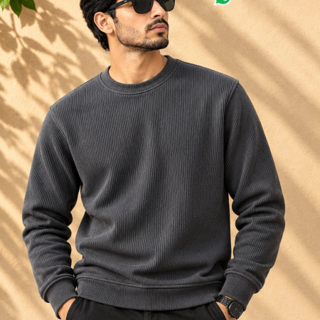 Ribbed Solid Sweatshirt (Ash color)