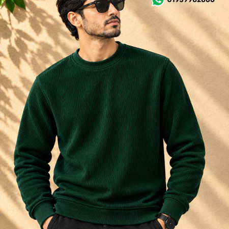 Ribbed Solid Sweatshirt (Green color)