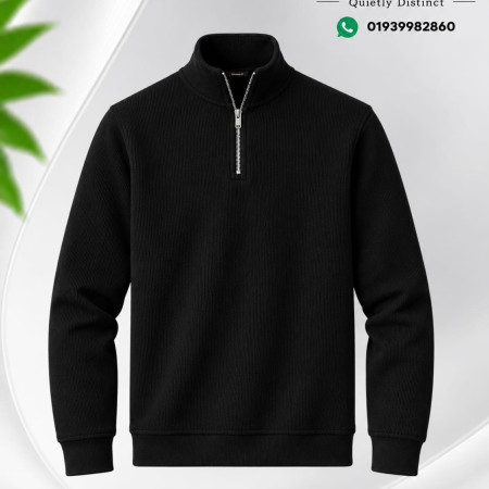 Zipper High Neak Sweater (Black Color)