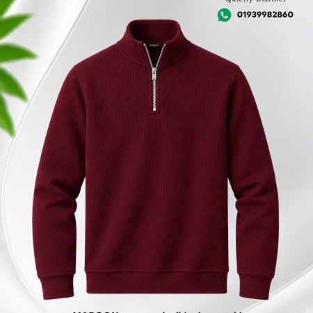 Zipper High Neak Sweater (Maroon Color)