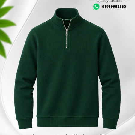 Zipper High Neak Sweater (Green Color)