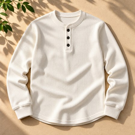 Ribbed Henly Sweatshirt (White color)