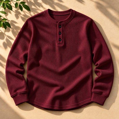 Ribbed Henly Sweatshirt (Maroon color)