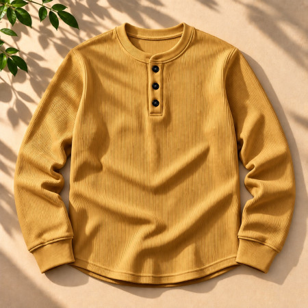 Ribbed Henly Sweatshirt (Yellow color)