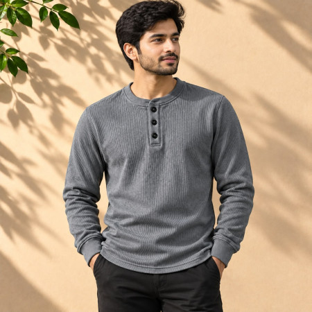 Ribbed Henly Sweatshirt (Ash color)